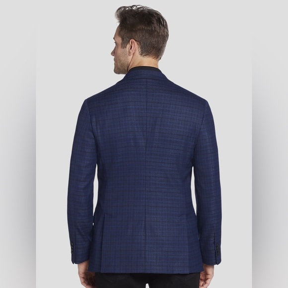 NWOT Kenneth Cole Men's Navy Blue Blazer sportcoat Slim Fit Wool box plaid - Picture 9 of 9